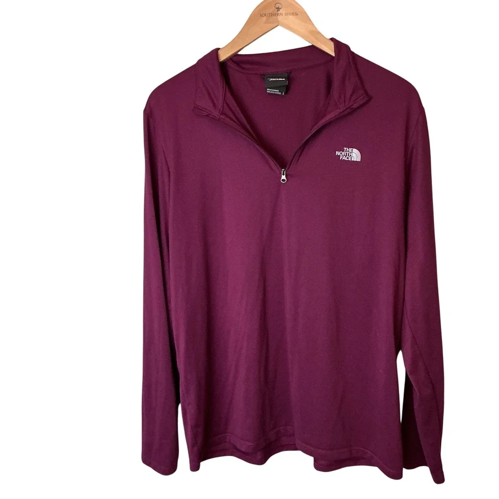 The North Face Mens Quarter Zip Pullover Long Sleeve Berry Purple Size Large